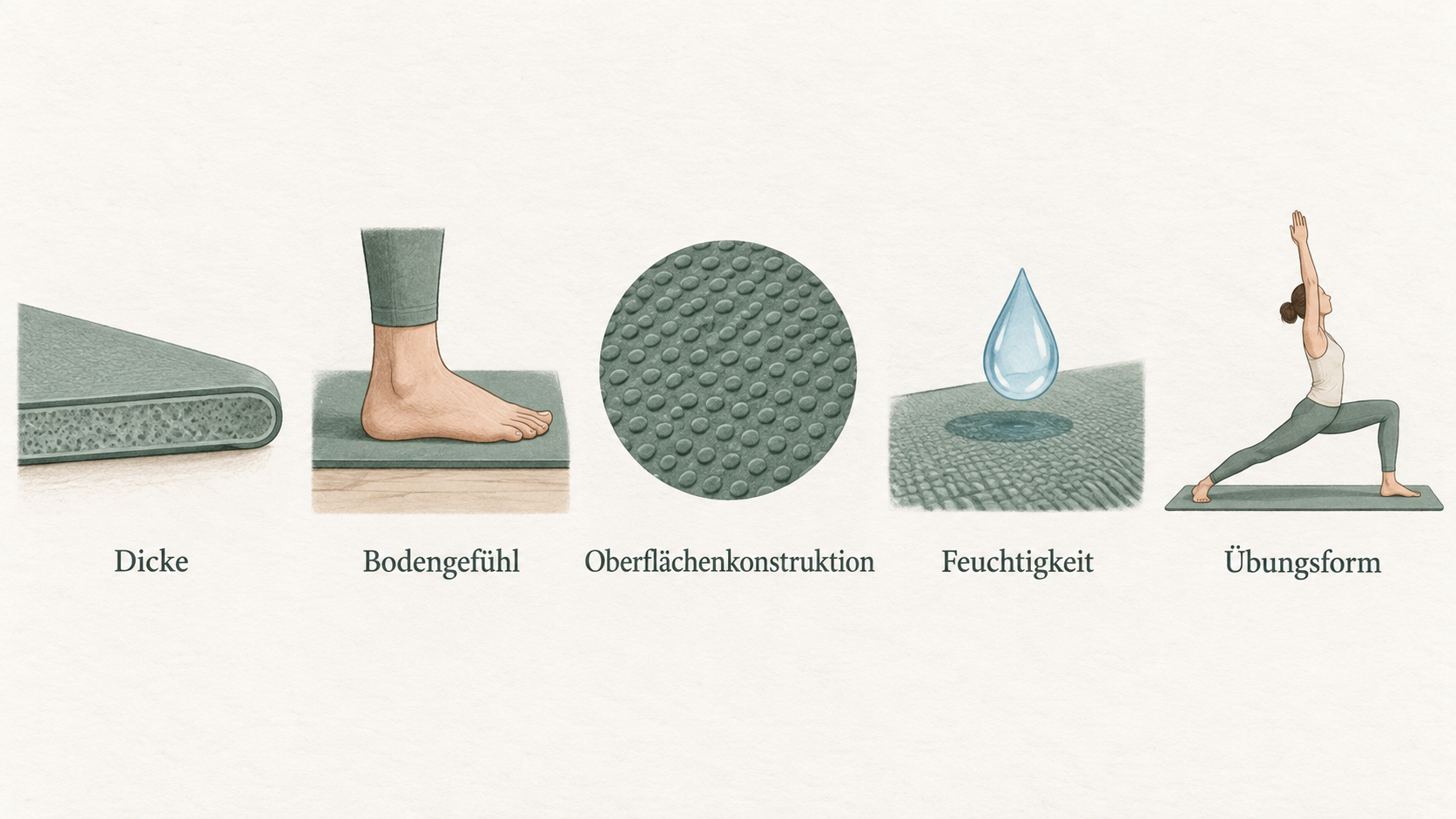 Die Manduka PRO als das im Abschnitt genannte 6-mm-Beispiel mit hoher Dichte und geschlossenzelliger Oberfläche zeigen.