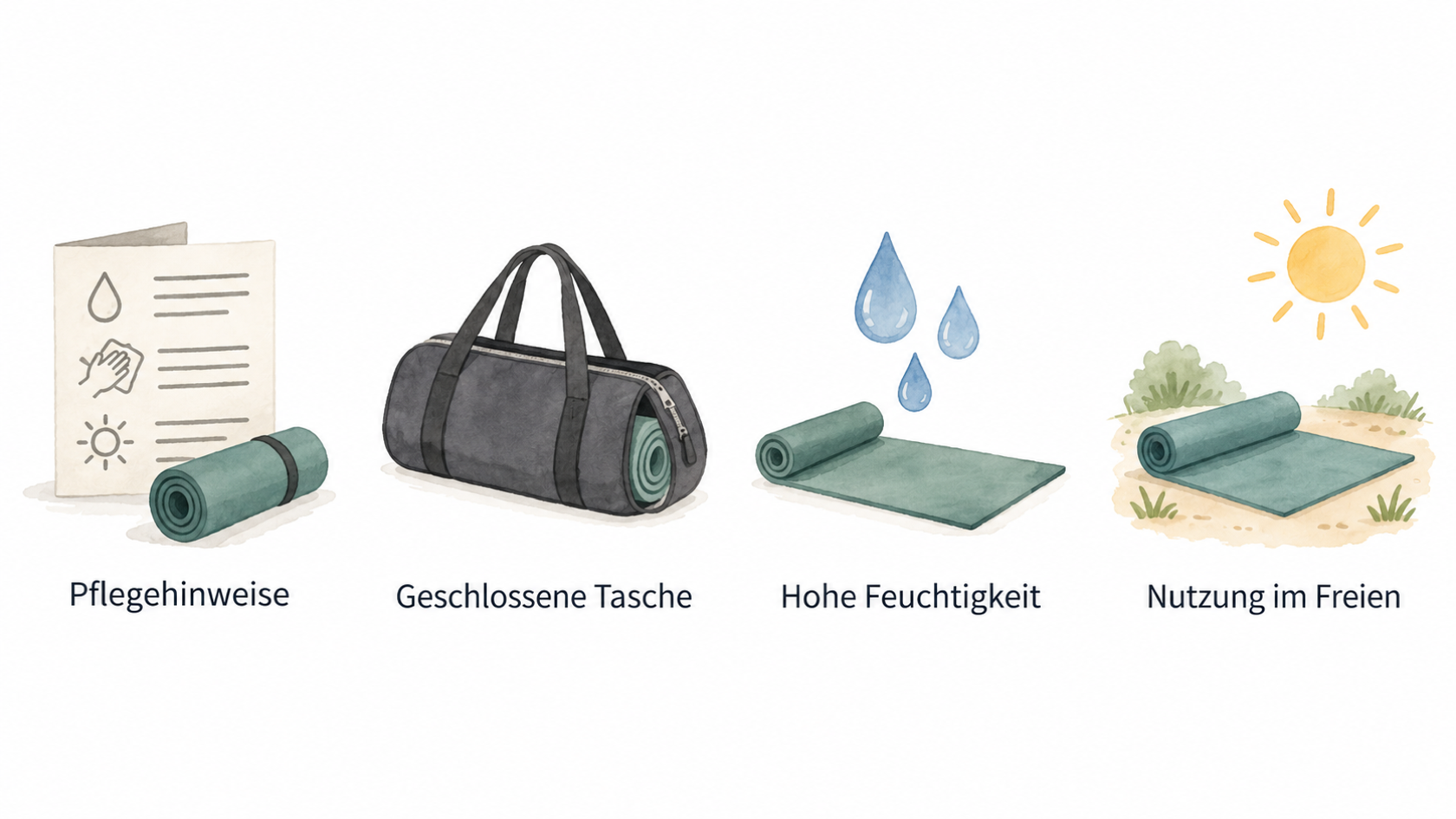 Eine nummerierte Checkliste mit drei im Abschnitt genannten Pflege- und Lagerungspunkten vor dem Kauf zeigen.