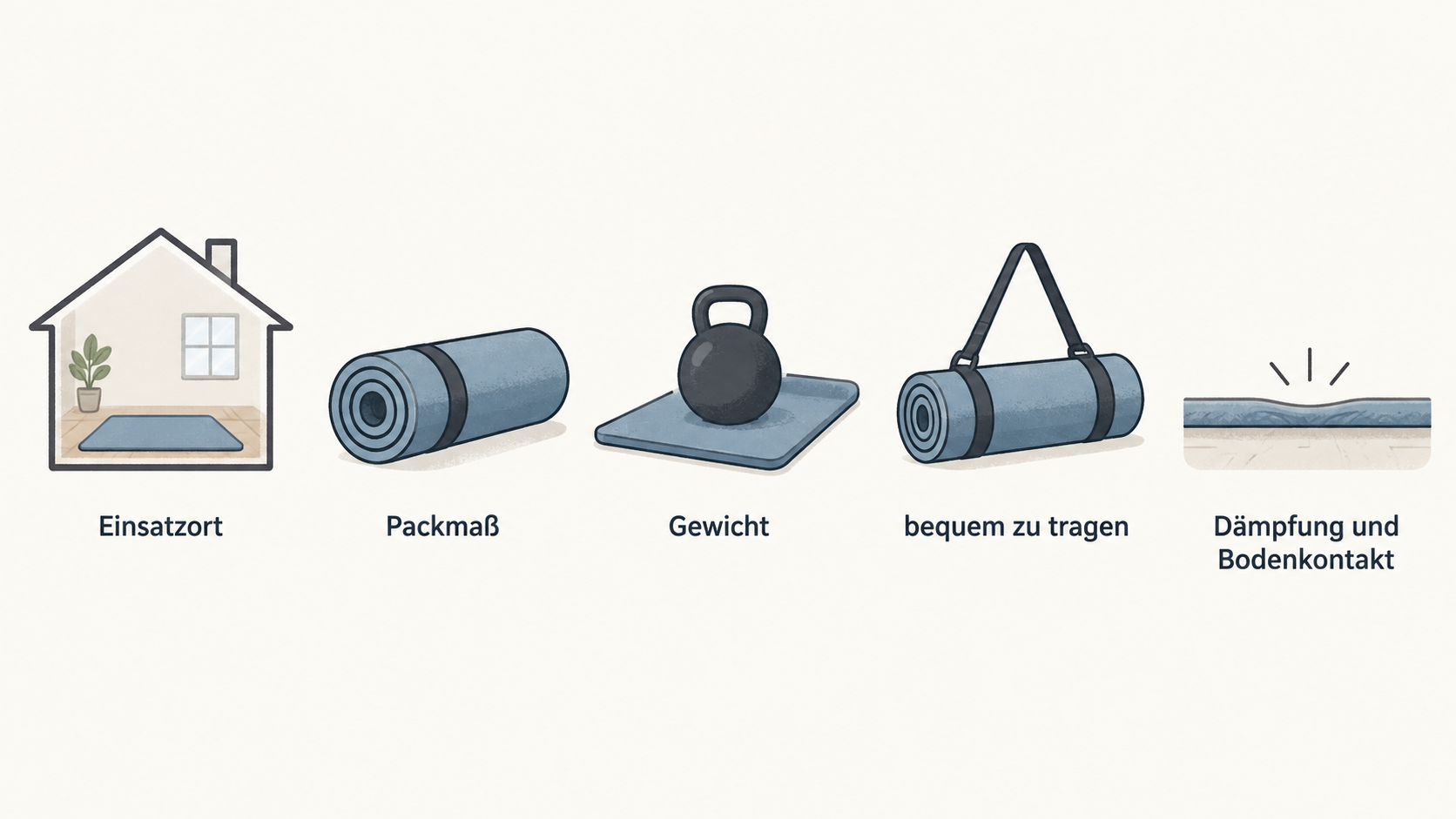 Eine einzelne nummerierte Checkliste mit den drei Prioritäten aus dem Abschnitt: Einsatzort, gewünschtes Dämpfungsgefühl, danach Länge und Gewicht.