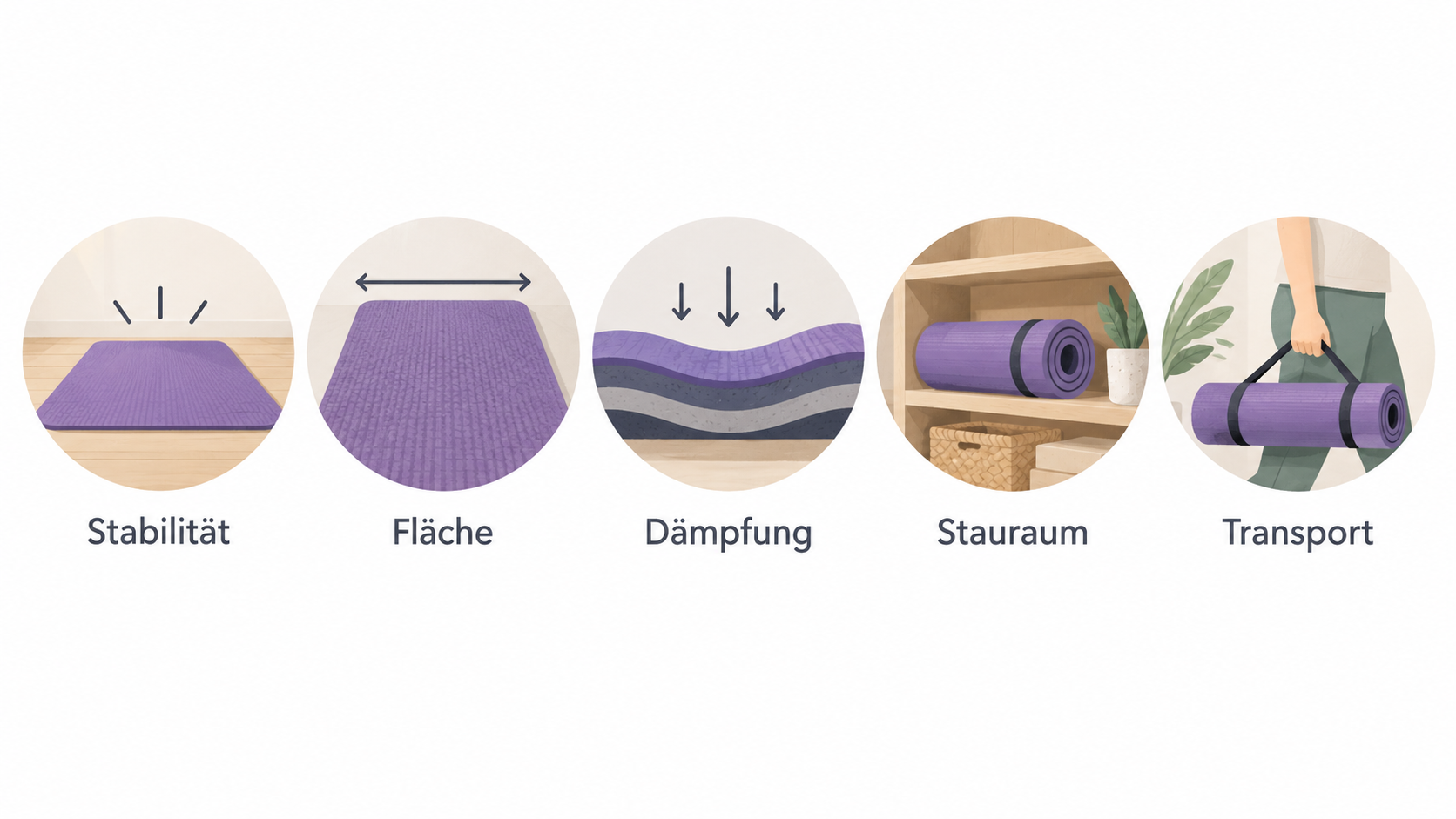 Die im Abschnitt genannten Manduka-PRO-Formate und ihre angegebenen Maße, Dicken, Gewichte und Materialangaben für den Einsatz zuhause oder im Studio visuell einordnen.